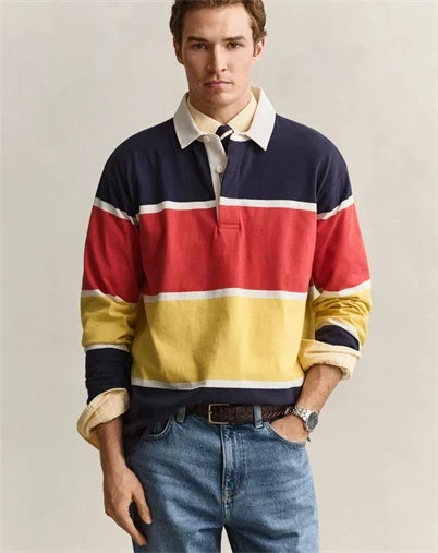 Gant - Striped Rugger Polo - Evening Blue
